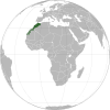 Marokko med Vestsahara lysegrønt skraveret