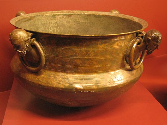 Mušov Cauldron, a Roman bronze cauldron found in 1988 in a Germanic chieftain's grave in Mušov, Czech Republic, dating to the 2nd century A.D. The cau