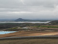 From Reykjahlíð with the geothermal power station Bjarnarflag in the foreground