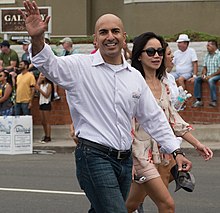 Republican candidate Kashkari campaigns at the San Diego LGBT Pride Parade. Neel Kashkari marching in the 2014 San Diego LGBT Pride Parade (1).jpg