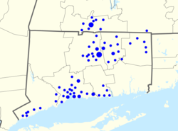 Map of NewAlliance branches. NewAlliance footprint 2010-08.png