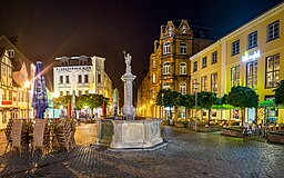 Nordermarkt Flensburg Neptunbrunnen Nacht 2015