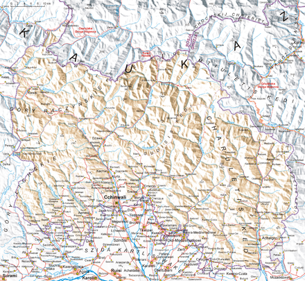 Topographic map of South Ossetia (Polish transcription)