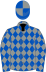 Royal blue and grey diamonds, quartered cap
