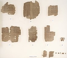 Papyrus Chester Beatty VI, fragments of Deuteronomy 4 located in Michigan P. Chester Beatty VI fragments, recto.jpg