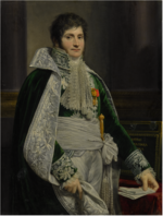 Painting shows a clean-shaven man in the elaborate court costume of the early 1800s.