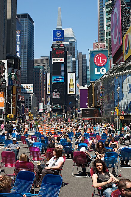 Times Square (New York) interdit à la circulation automobile (21 mai 2009).