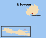 Розташування Бавеану на північ від острова Ява