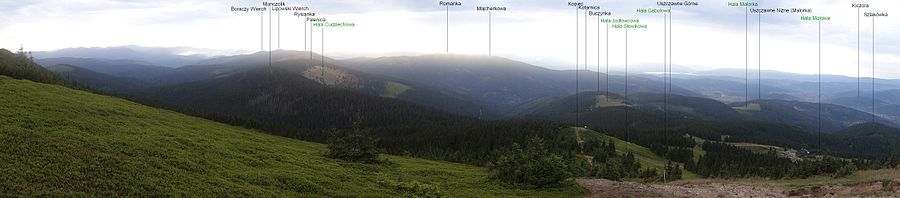 Kopiec na panoramie z Pilska