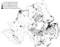 Map of population density in Northern Ireland according to the 2011 census Population density in northern ireland.png