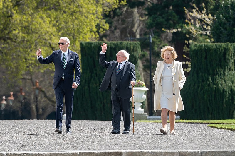 File:President Joe Biden walks with President Michael Higgins of Ireland and Sabina Mary Higgins.jpg
