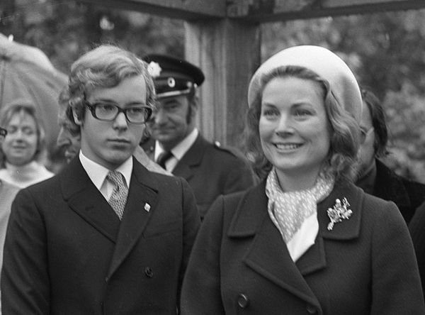 Prince Albert with his mother, Princess Grace, at the Floriade garden exhibit in Netherlands, 1972