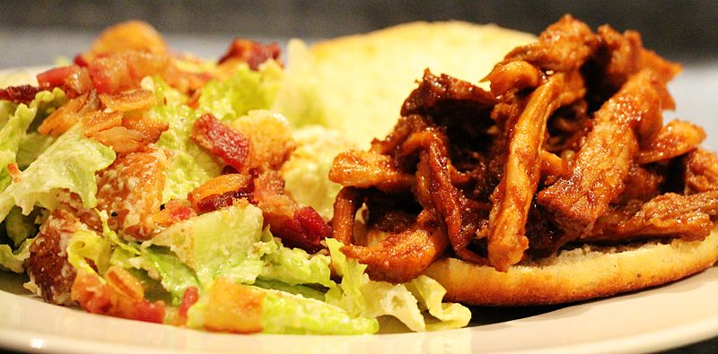 File:Pulled Pork Sandwich, and Caesar Salad.jpg