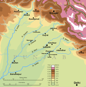 Топографическая карта Пенджаба