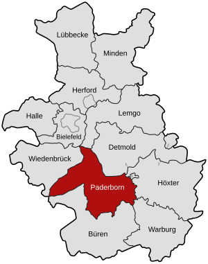 Lage des Kreises im Regierungsbezirk Detmold 1947–1968