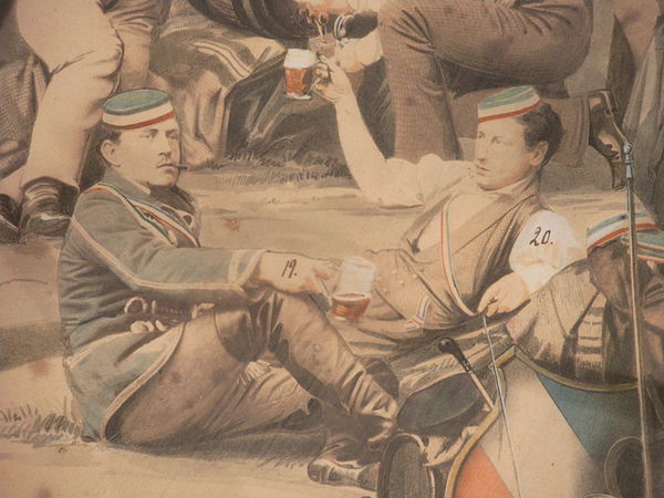 Ludwig Mond (right) as a member of the Corps Rhenania Heidelberg, ca. 1856