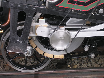 A band brake fitted to an 1873 steam locomotive of the Rigi Railways