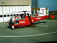 Une Alouette III, sur la base aérienne de Strasbourg-Entzheim.