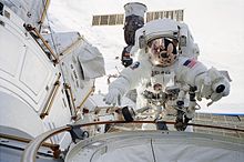 Herrington making a spacewalk during the STS-113 mission STS-113 Herrington EVA.jpg