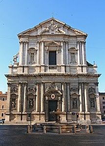 The Renaissance façade of Sant'Andrea della Valle, Rome, is a two tiered temple with paired columns.