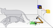 El gato de Schrödinger simultáneamente muerto y vivo en una superposición cuántica