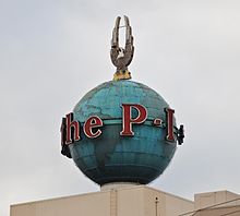 The P-I Globe is an official Seattle Landmark. Seattle P-I Globe 2 (2014).jpg