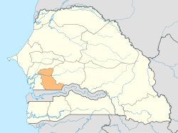 Kaolackin alue Senegalin kartalla.