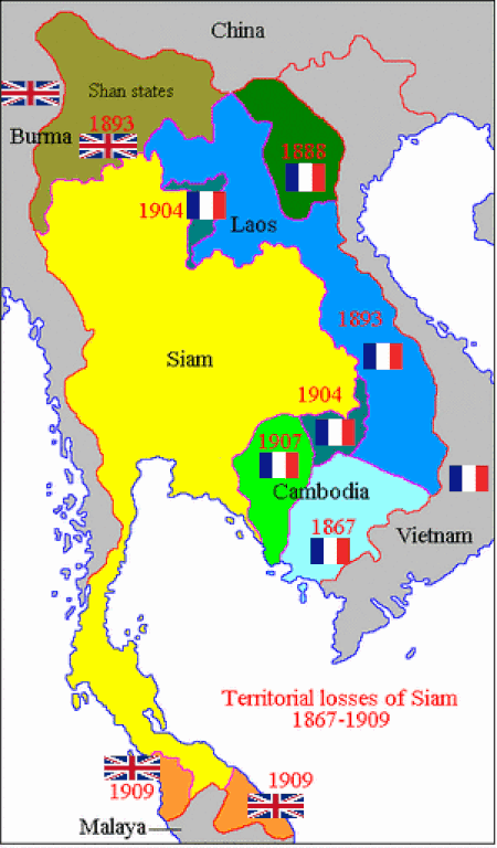 ไฟล์:Siamese territorial concessions (1867-1909) with flags.gif