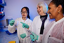 From left to right: Jenny Do, Ellen Sidransky and Bahafta Berhe in May 2019. Sidransky 2019.jpg