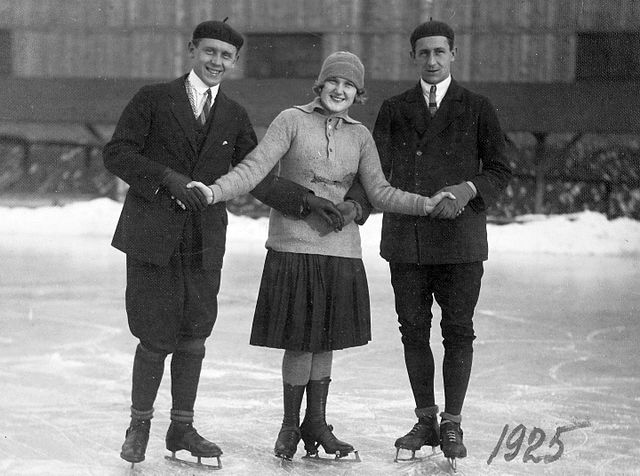 Outdoor ice skaters in 1925
