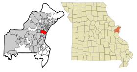 St. Louis County Missouri Incorporated and Unincorporated areas University City Highlighted.svg