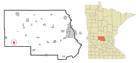 Stearns County Minnesota Incorporated and Unincorporated areas Belgrade Highlighted.svg