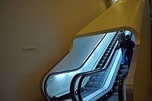 The enclosed escalator inside the museum leads from the basement directly to the top floor in 2012