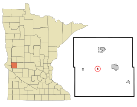 Stevens County Minnesota Incorporated and Unincorporated areas Alberta Highlighted.svg