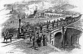 Darstellung der Jungfernfahrt der Stockton & Darlington Railway