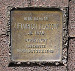 Stumbling stone for Heinrich Flatow, Bachstrasse 28, Zwickau.JPG