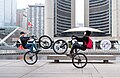 * Nomination Stunt cyclist at Nathan Philips Square, Toronto, Canada --Maksimsokolov 03:37, 10 April 2022 (UTC) * Decline  Oppose Sorry: Disturbing spots (raindrops), photograph of identifiable people --F. Riedelio 08:55, 13 April 2022 (UTC)