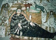 قبطية جدارية عن ميلاد يسوع من القرن العاشر-الحداشر ,فاراس، السودان