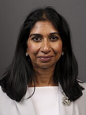 Suella Braverman was dismissed as Home Secretary in the November cabinet reshuffle Suella Braverman Official Cabinet Portrait, September 2022 (cropped).jpg