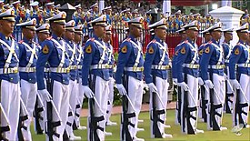 Indonesian Military cadets in parade uniform during the Indonesian independence day ceremony in the Merdeka Palace in Jakarta Taruna akmil.jpg