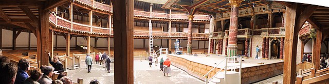 Panorama of the interior of the Globe Theatre, London