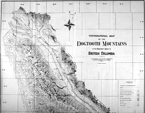 Topographical Map of the Dogtooth Mountains in the Railway Belt of British Columbia