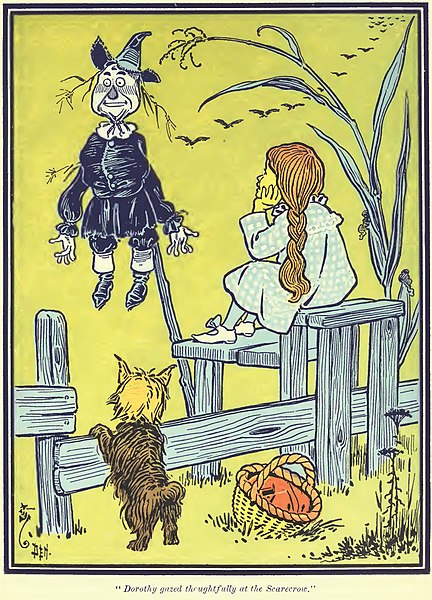 File:The Wonderful Wizard of Oz, Dorothy gazed thoughtfully at the Scarecrow.jpg