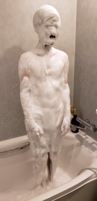 Thumbnail for File:Toby Fox foam shower.png