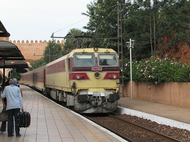 A Moroccan inter-city train at the Rabat station