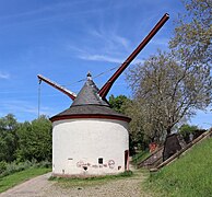 Ancient crane (1413) at the river Moselle in Trier, Germany (south view).