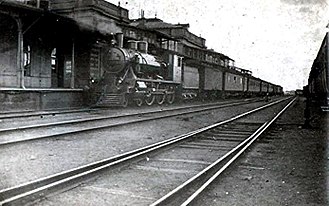 VR Class Hv1 steam locomotive at Turku railway station in the 1920s Turku train station 1920s.jpg