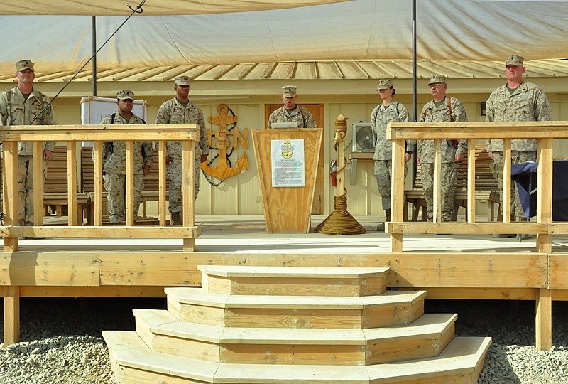 File:U.S. Navy chief petty officers stand at attention as the Chief Petty Officer Creed is read April 1, 2012, at Camp Krutke, the Seabee camp at Camp Leatherneck, Afghanistan 120401-N-UR169-054.jpg