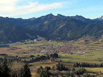 A view from Hörnle, valley of river Ammer (Cat.), Unterammergau