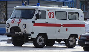 "Sanitarka" UAZ-3962 all-wheel drive van common in rural areas of Russia